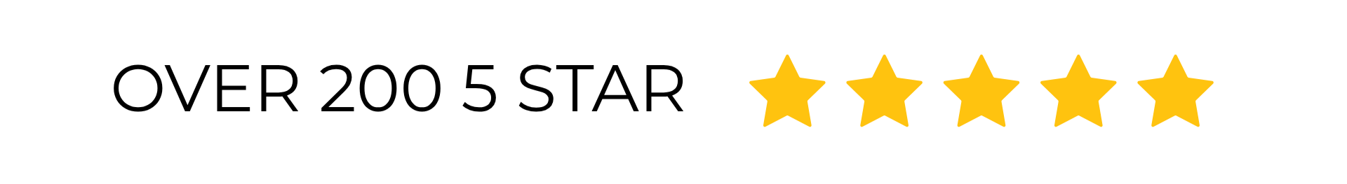 Five gold stars and the text "Rated 5 Stars" with a black and orange background