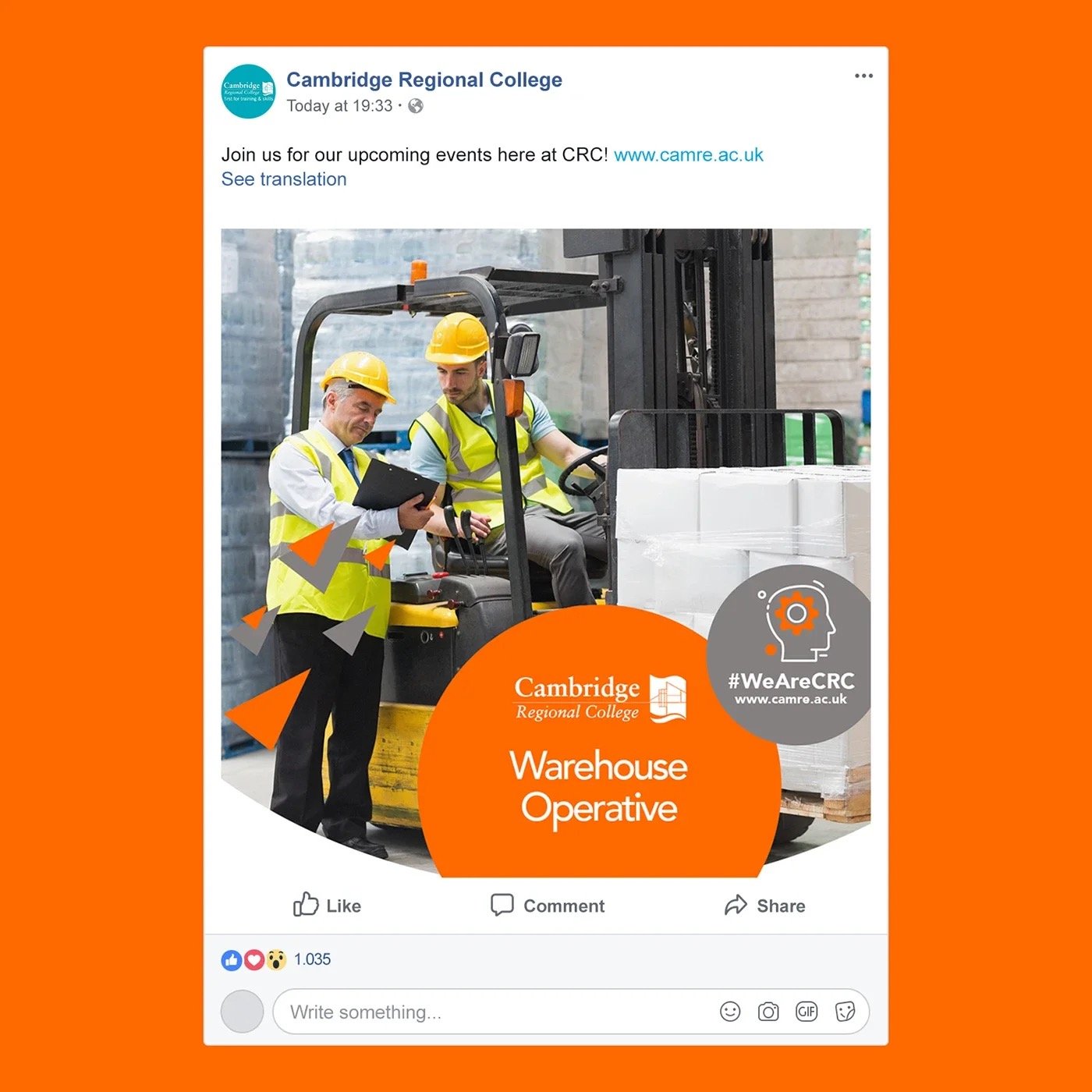 Cambridge Regional College Meta Ads