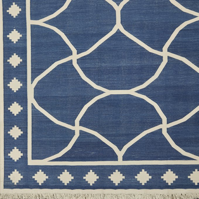 Contemporary Indigo Serpentine Dhurrie