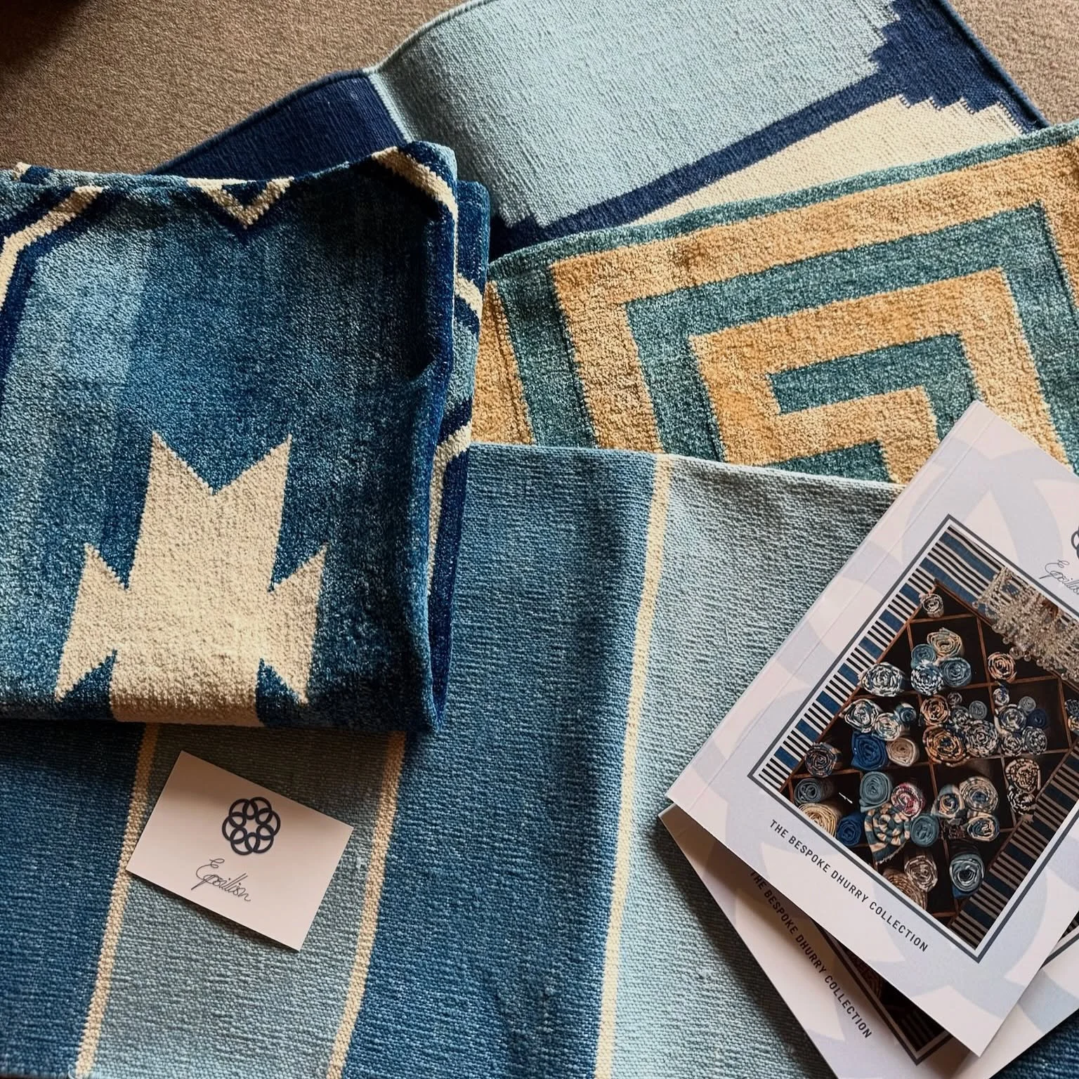 Textiles 101 - Cotton or Chenille 🧶 

The same Epsillion design worlds, two very different finishes.

Our cotton dhurries have the crisp, flat woven character traditionally associated with our collections, while chenille offers something softer unde
