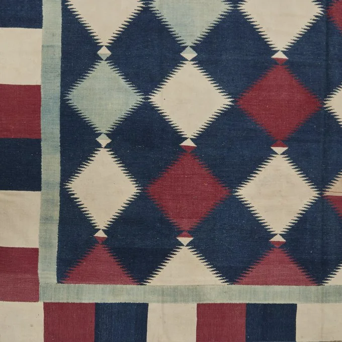 Antique Indian Cotton Tile Dhurrie
