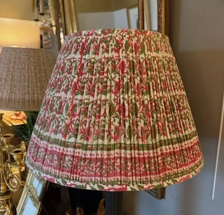 Vintage Sari Lampshades in Garden Treills - Pair