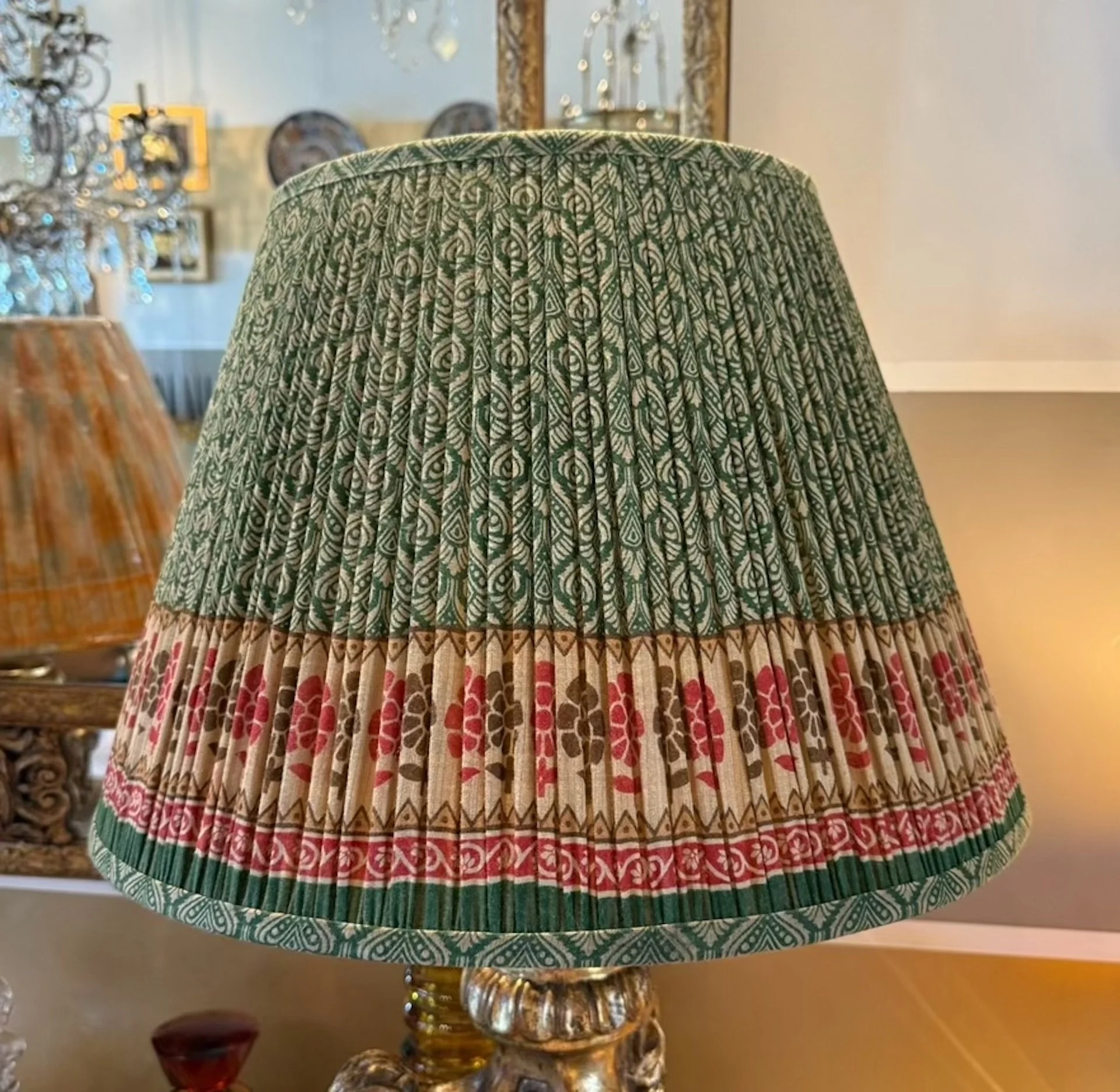 Vintage Sari Lampshades in 'Peacock Garden' - Pair