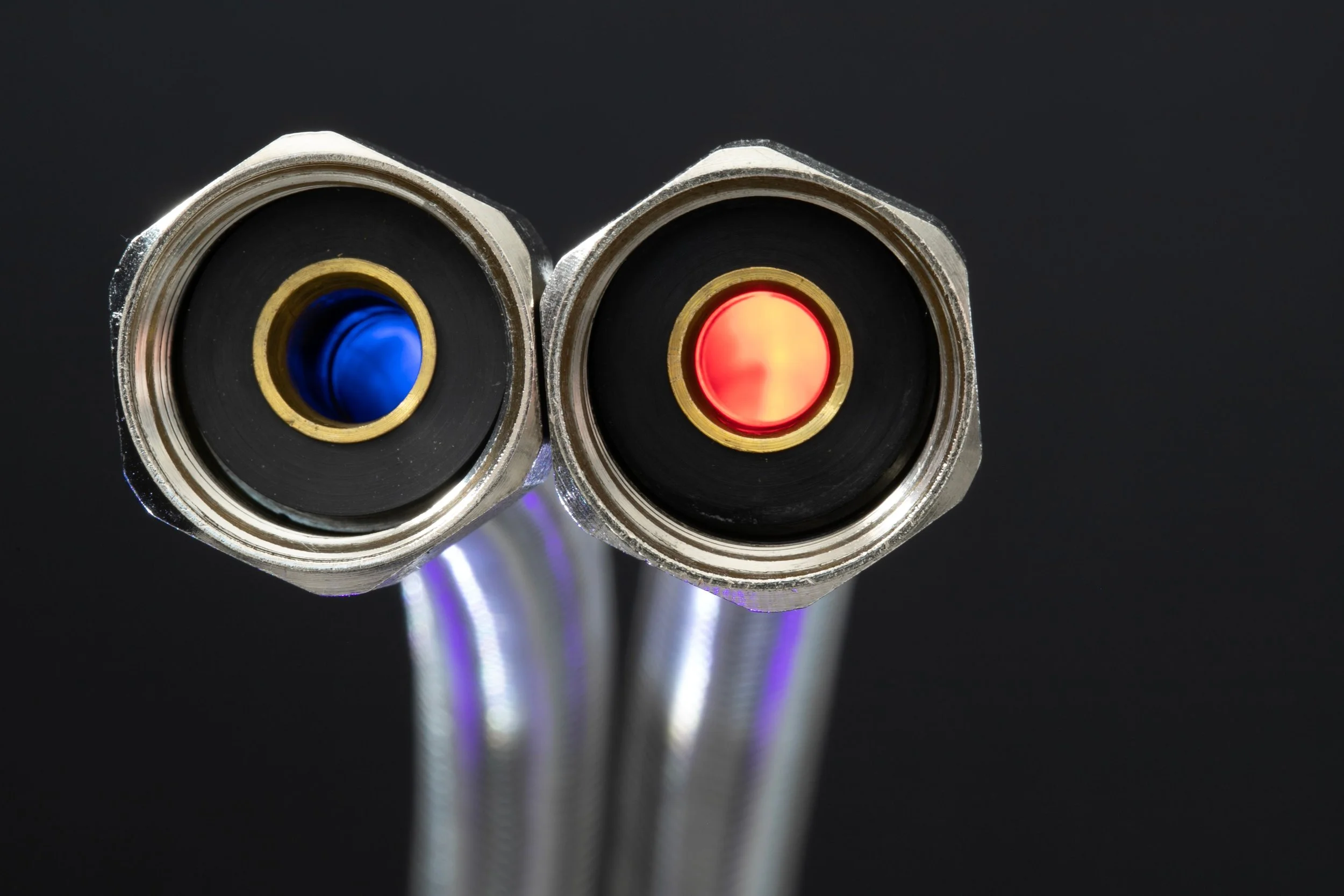 Closeup of red and blue tap