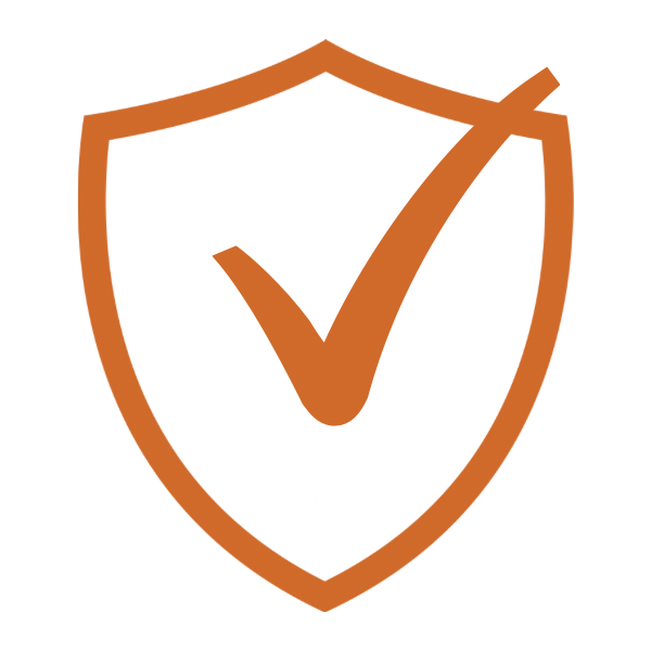 A shield with a checkmark inside it, symbolizing security or protection.