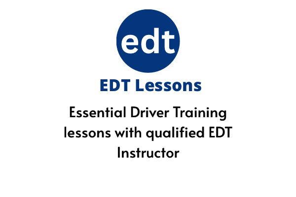 EDT Lessons logo with text about essential driver training and qualified instructor