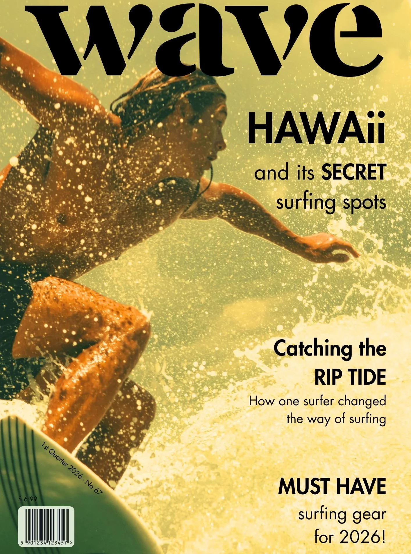 Aloha! 6th module of my graphic design school finished! This time, it was all about layout. The final assignment was to create a photographic, an abstract and a typographic magazine cover for a surfing magazine. It was actually more fun than i though