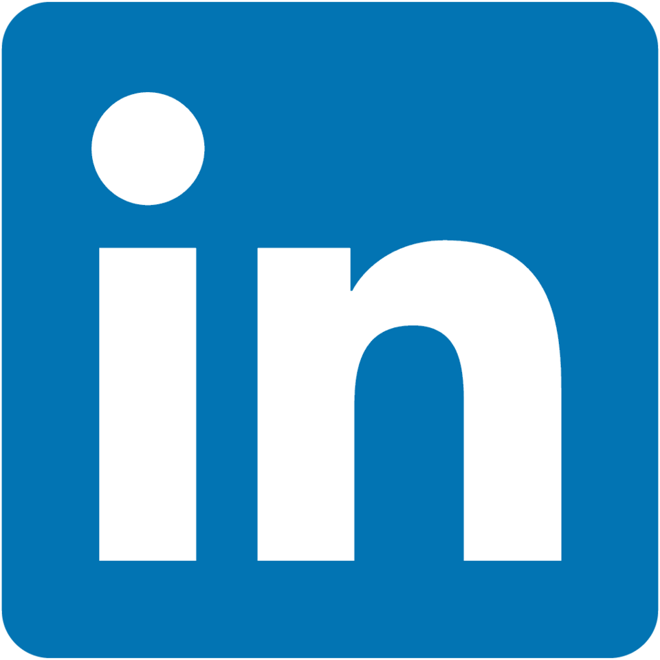 LinkedIn logo with white lowercase 'in' on a blue square background