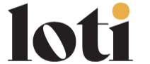 Loti logo in black text with a small gold dot over the letter 'i'