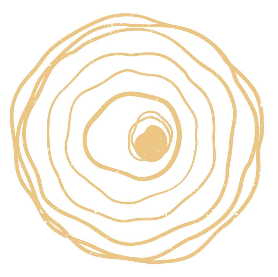 Abstract digital artwork of concentric gold rings on black background with white splatter pattern.