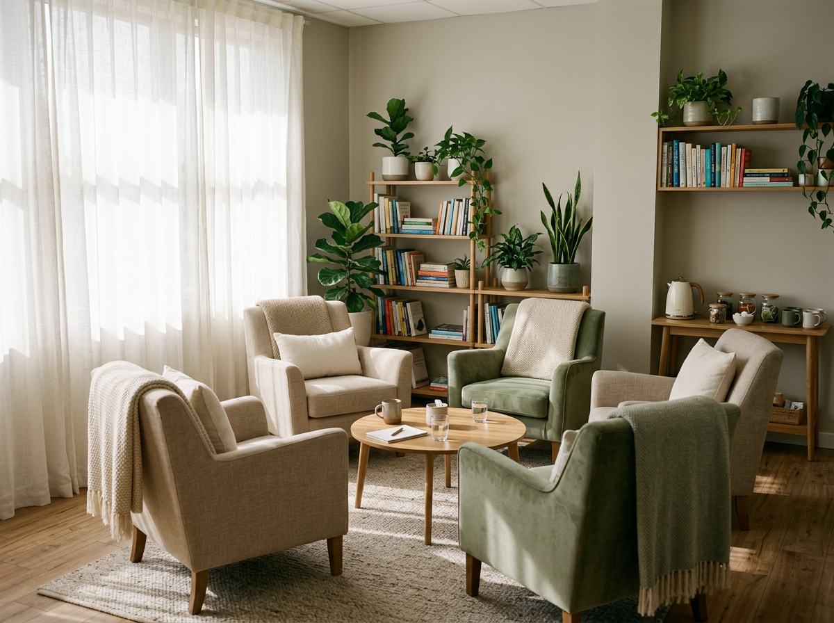 Cosy calm comfortable space to share experiences and solve problems, creating hope and confidence.  Dealing with social anxiety, creating stronger friendships and decision-making.  Tap tp ask for more information