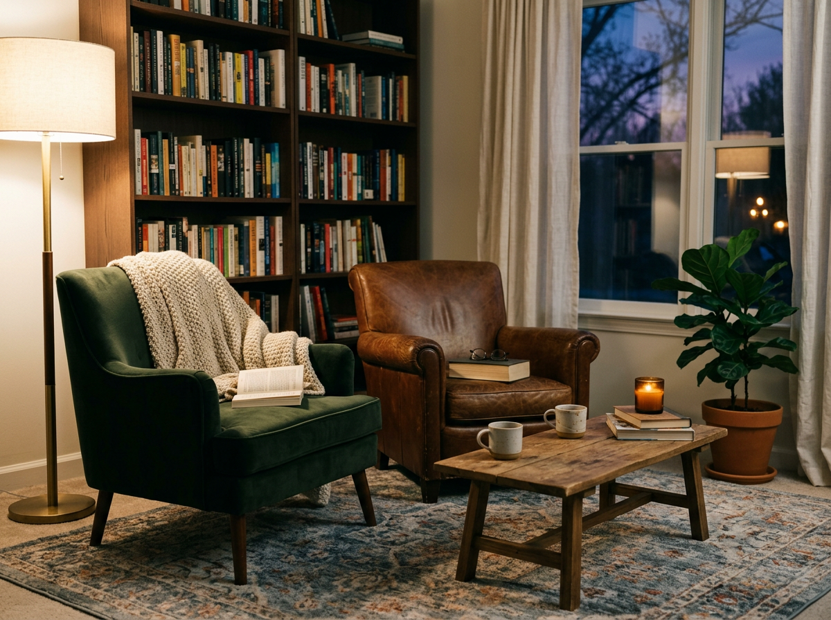 A  calm cozy 1:1 counselling room corner where you can explore current sadness or worries , learn healthier coping skills and resolve trauma.  Tap to book sessions