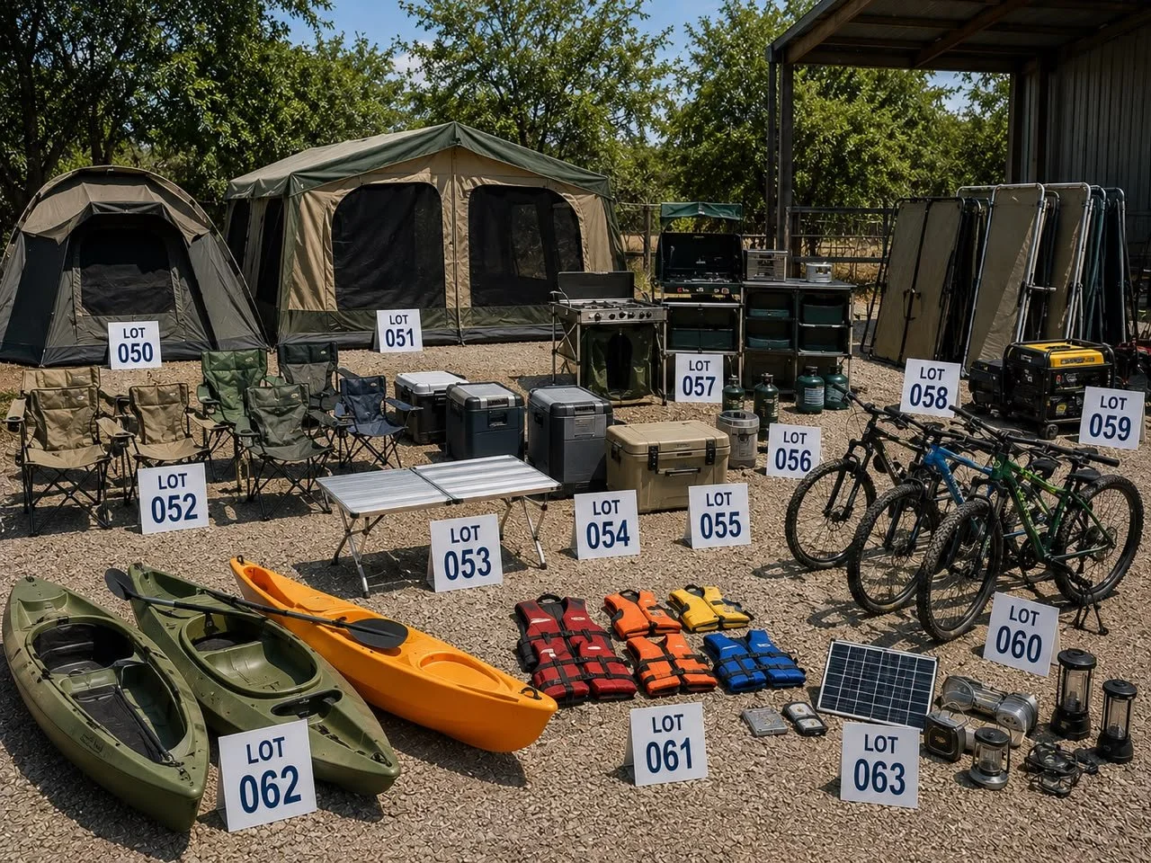 camping and recreational equipment for auction.jpeg
