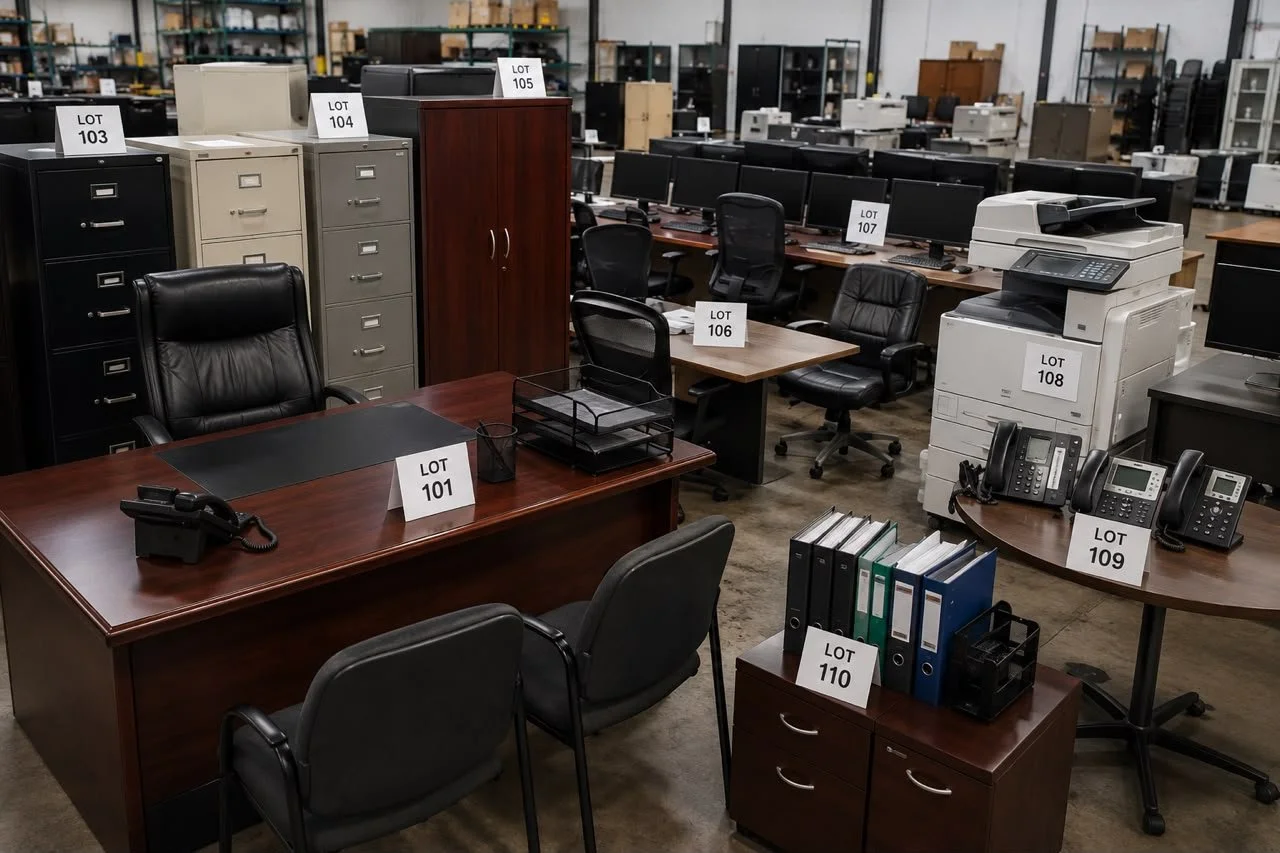 office furniture ready for auction.jpeg