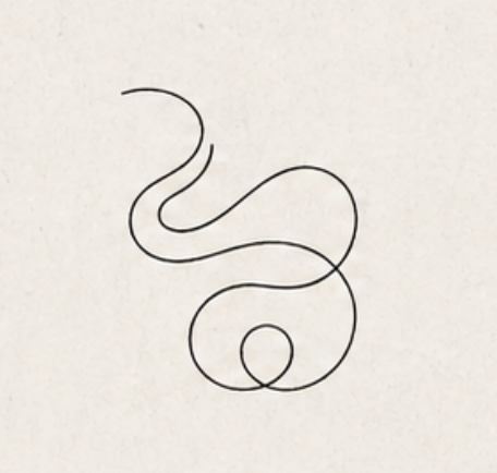 A simple black line drawing of a snake on a white background.