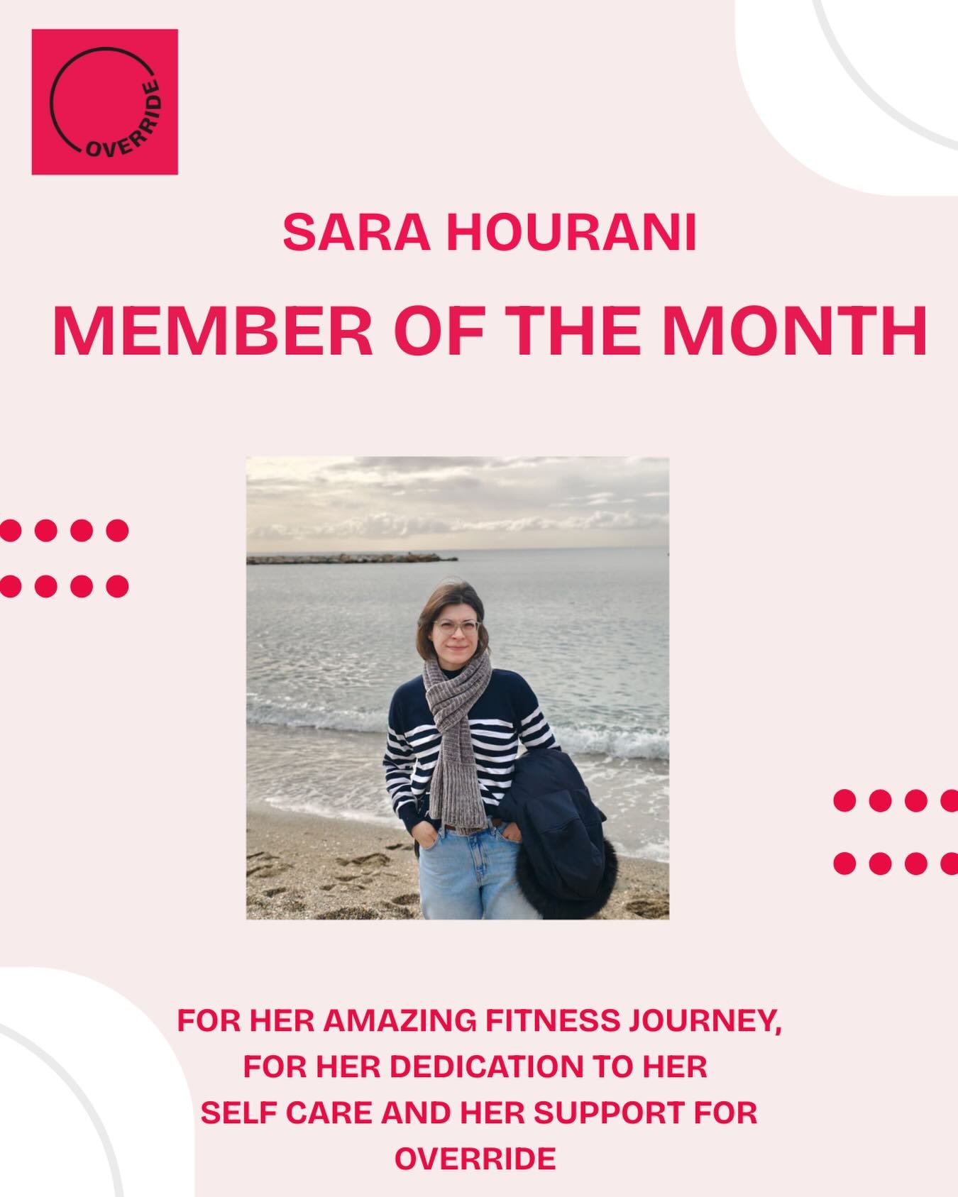 We are delighted to celebrate Sara as August Override member of the month.  Sara is so dedicated to her Fitness journey,  her growth is inspiring and her support for the Studio is heartwarming congratulations Sara.  Just keep spinning ! #override  #m