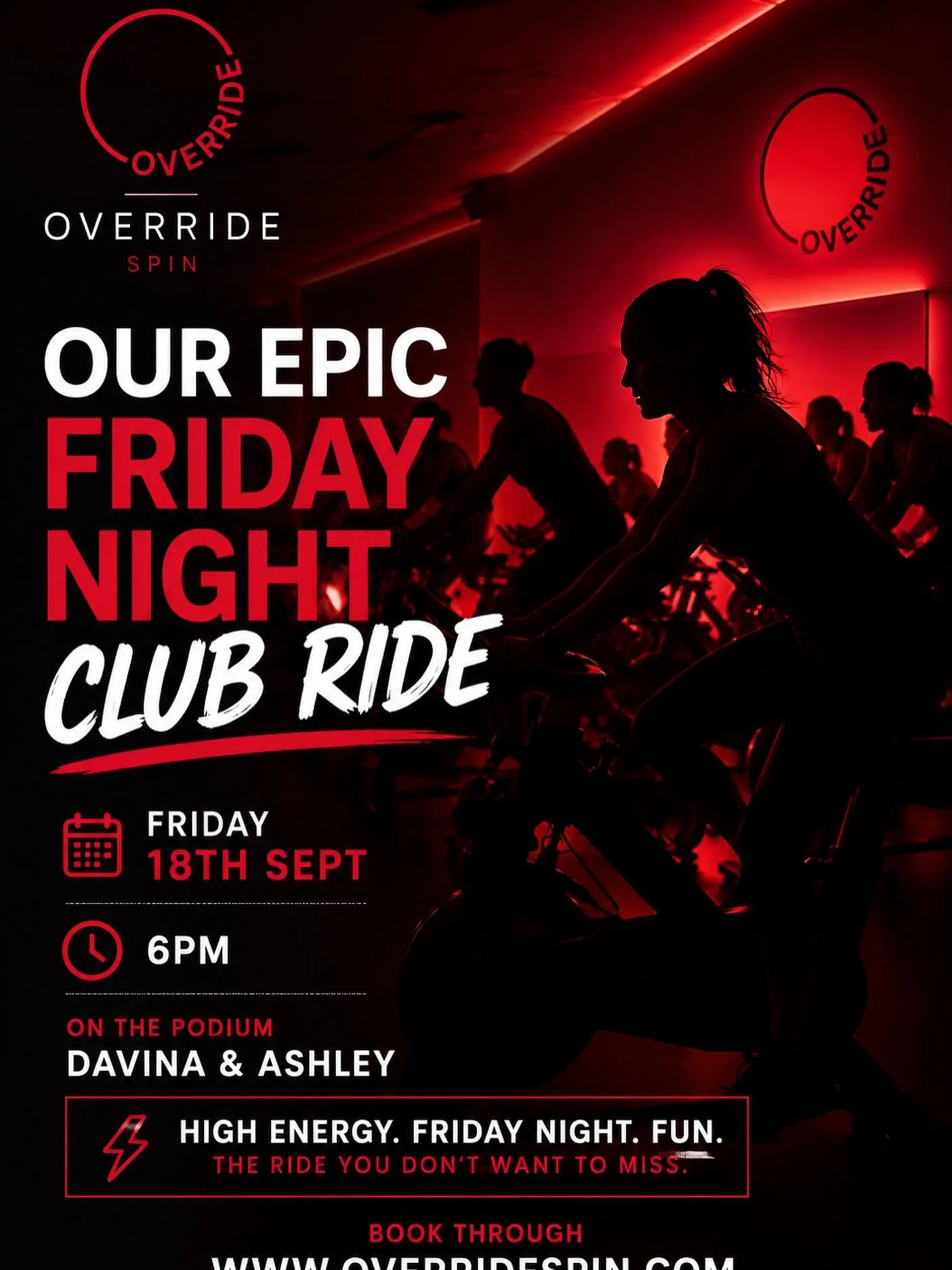 The best Friday night experience !!!
Club ride is back.  Huge tunes.  High energy.  Excellent results #fnc #friday #spin #club #ride