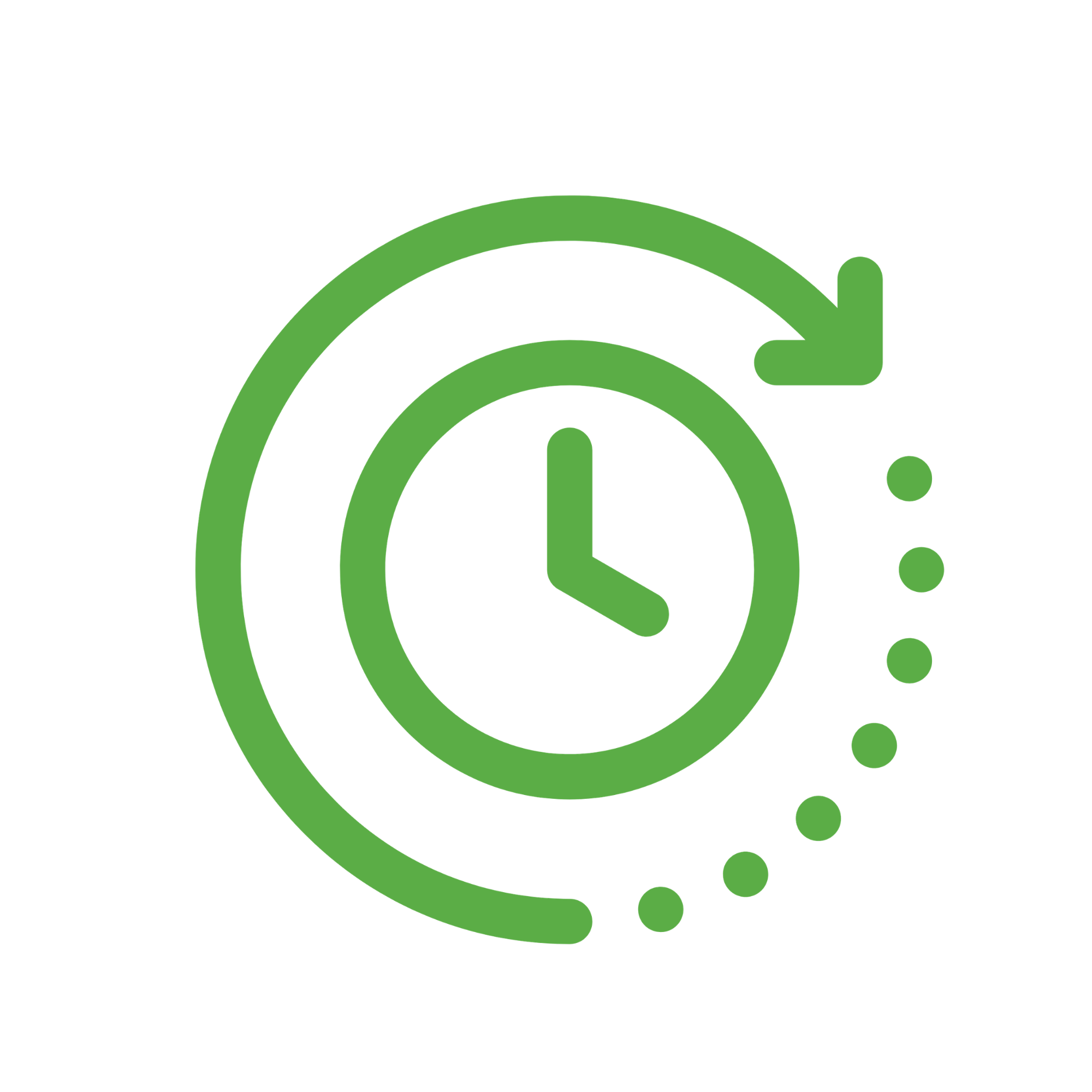 Green Wi-Fi symbol with a clock icon in the center and an arrow circling it, symbolizing Wi-Fi connectivity and refresh or update.