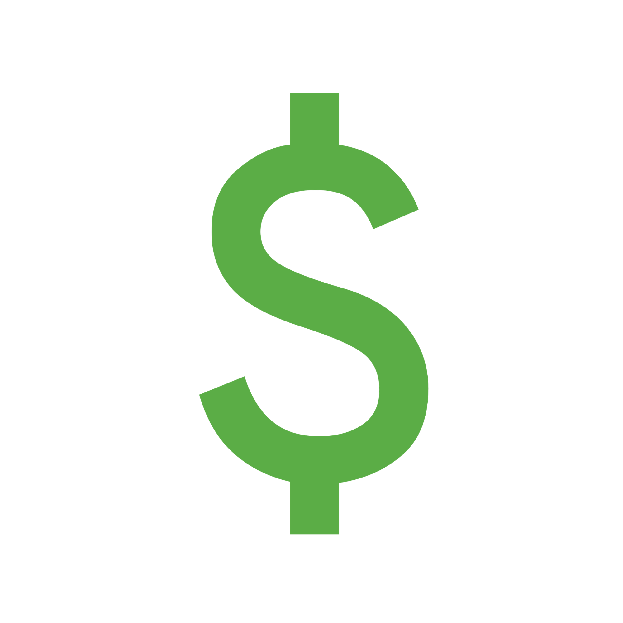 A green dollar sign with a black background.