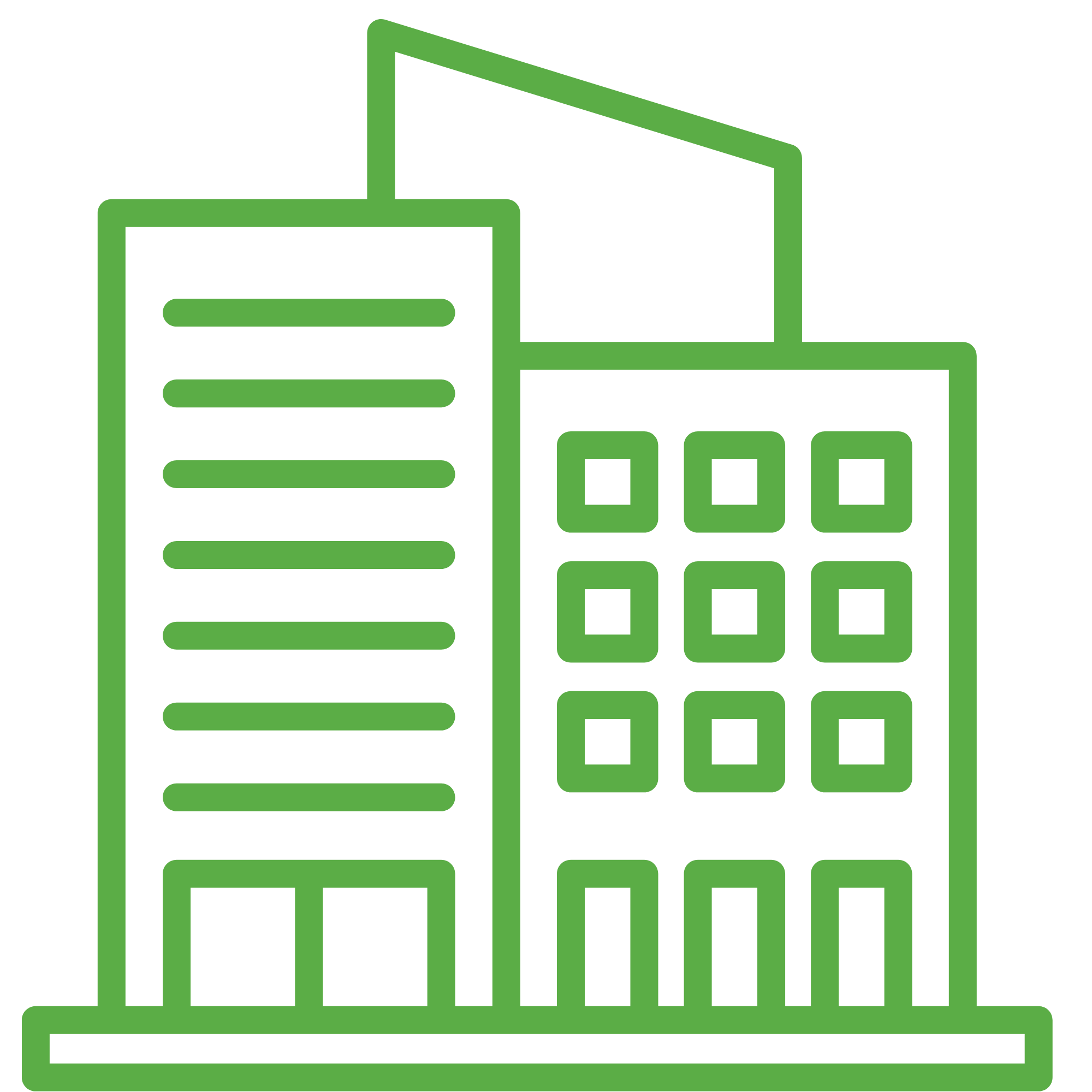 A digital illustration of a two-story house with a green outline, showing a sloped roof, windows, and a door, depicted in a simple line art style.