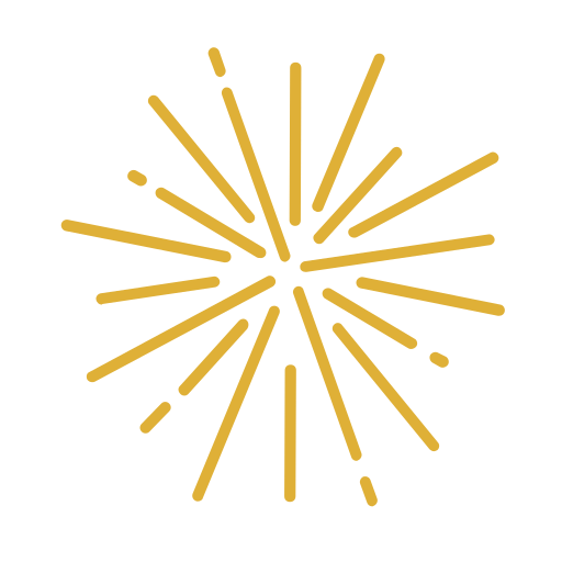 Gold-colored fireworks bursting outward on a black background.