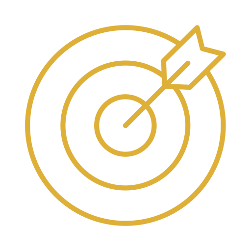 Gold-colored target with an arrow hitting the bullseye.
