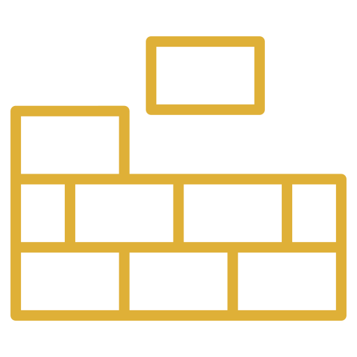 Simple illustration of a stack of bricks and two empty rectangular picture frames.