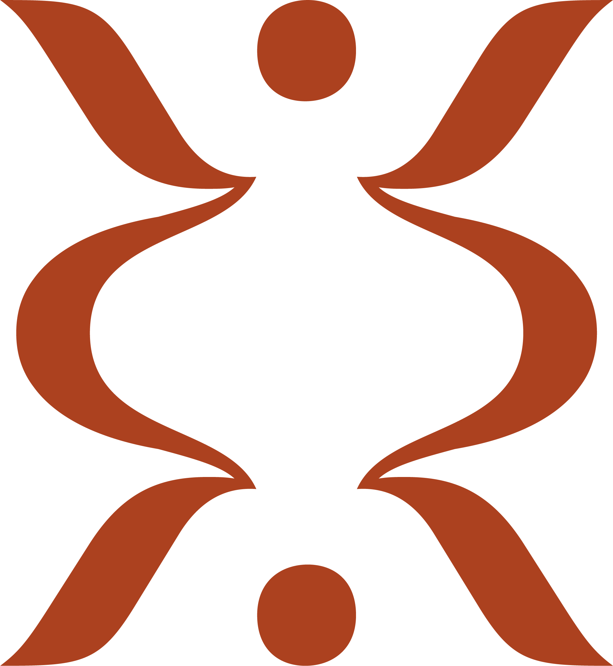 Logotipo de una marca con diseño abstracto de forma de mariposa en tonos marrón y negro.