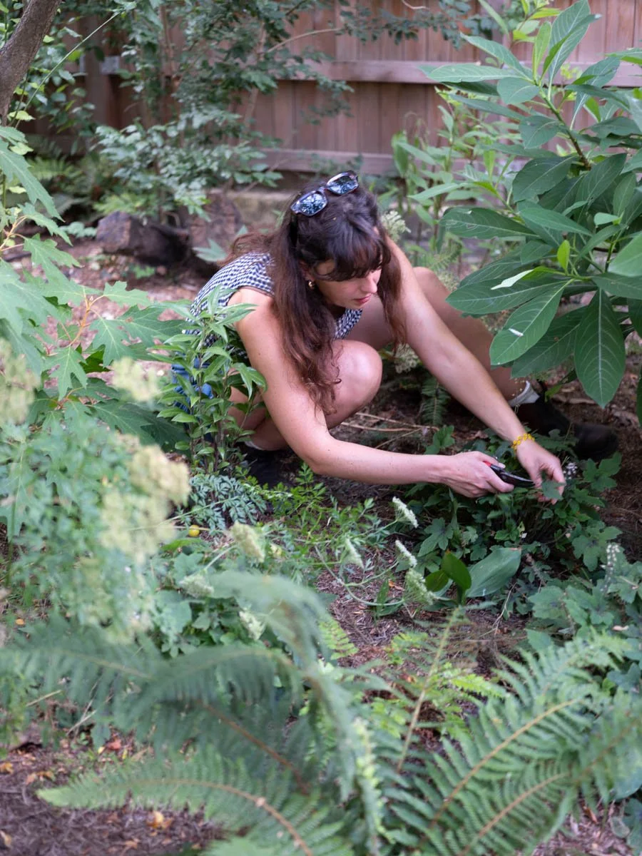florence sharp-mitchell working in garden