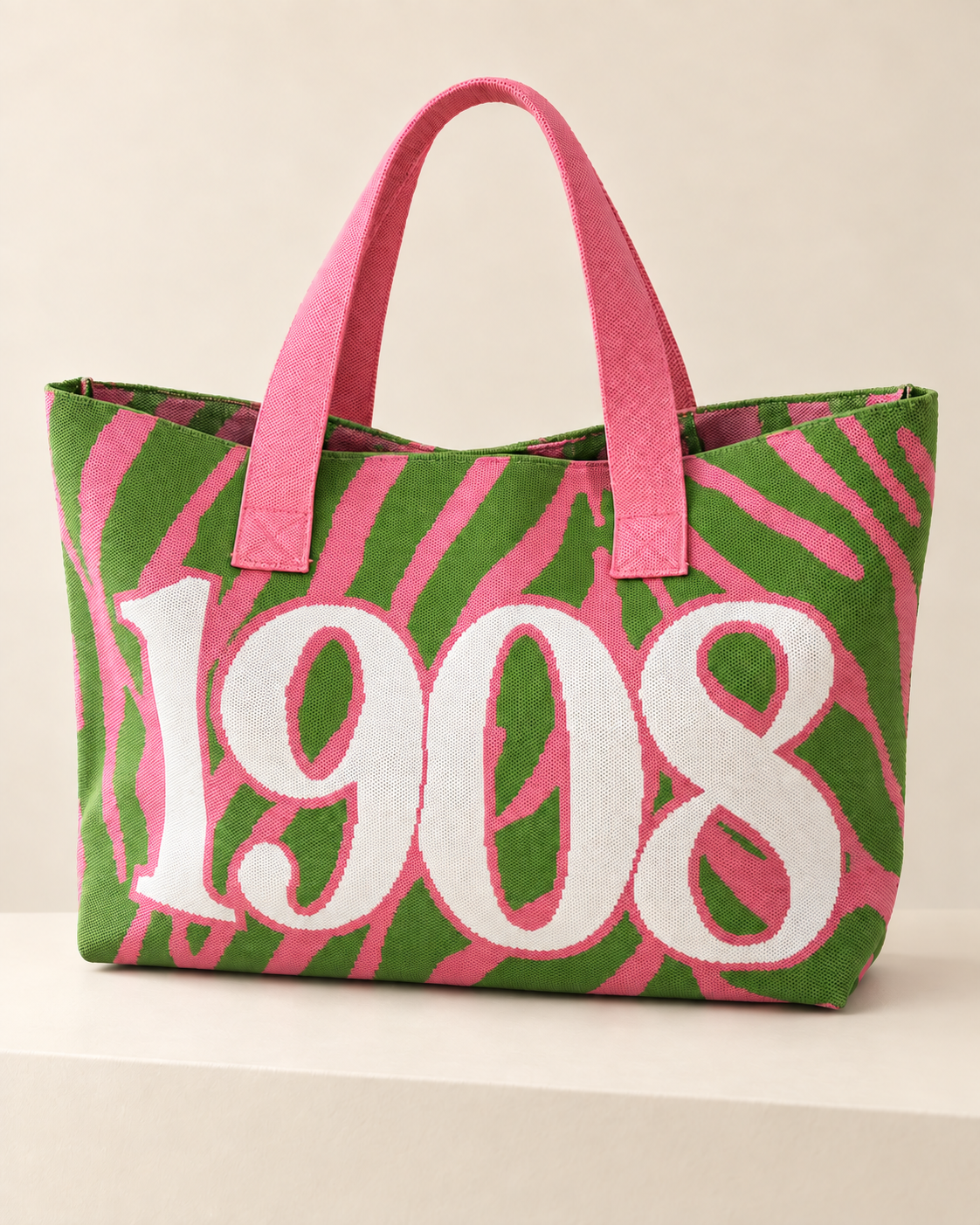 The 1908 Zebra Pink & Green Statement Tote (PRE-ORDER EXP. SHIPPING OCTOBER 25)