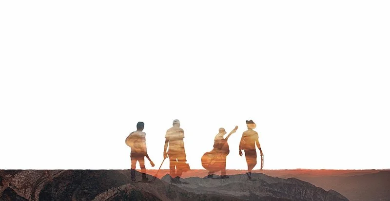 A group of musicians walking away
