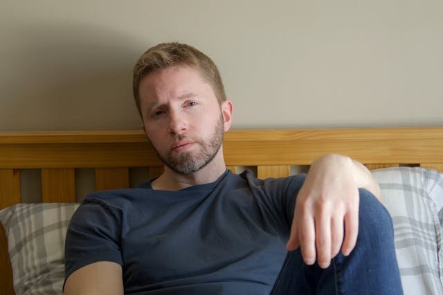 A sad looking man