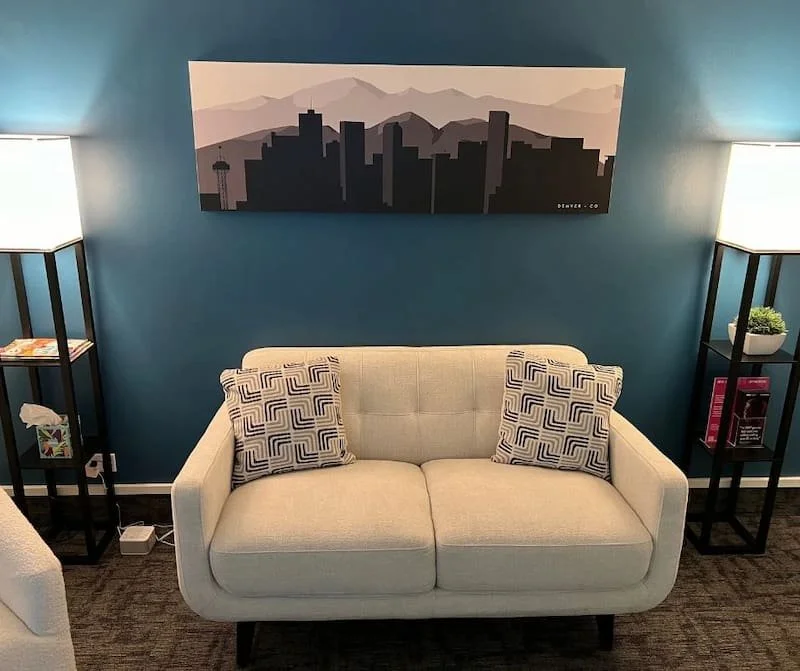 A couch in the Denver Office