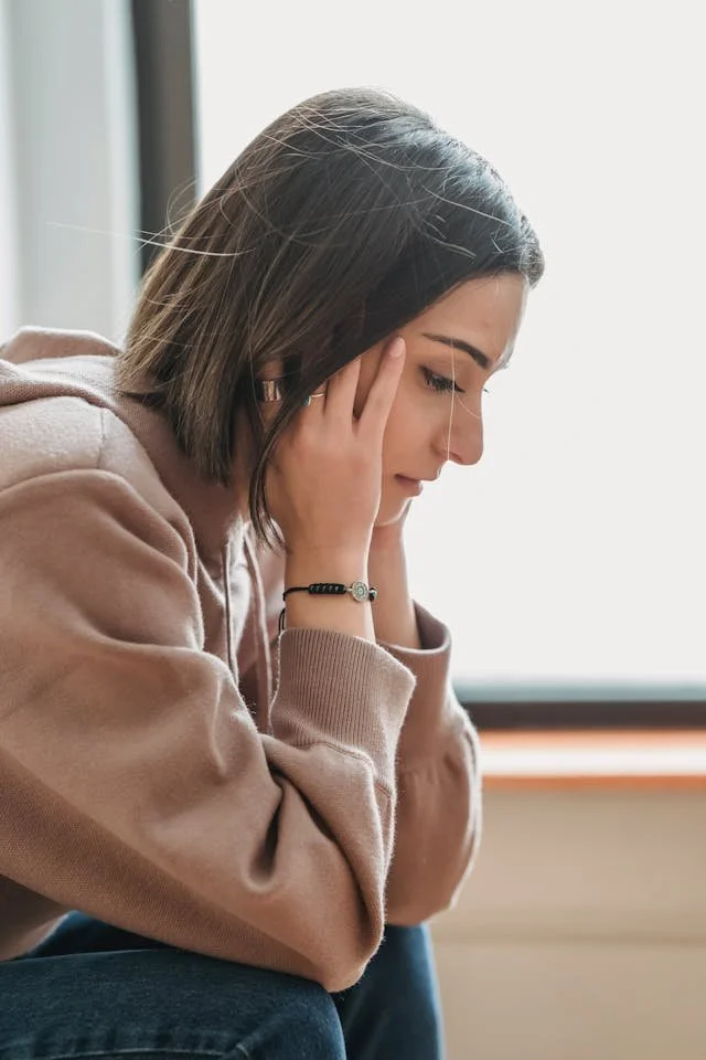 A woman looking worried