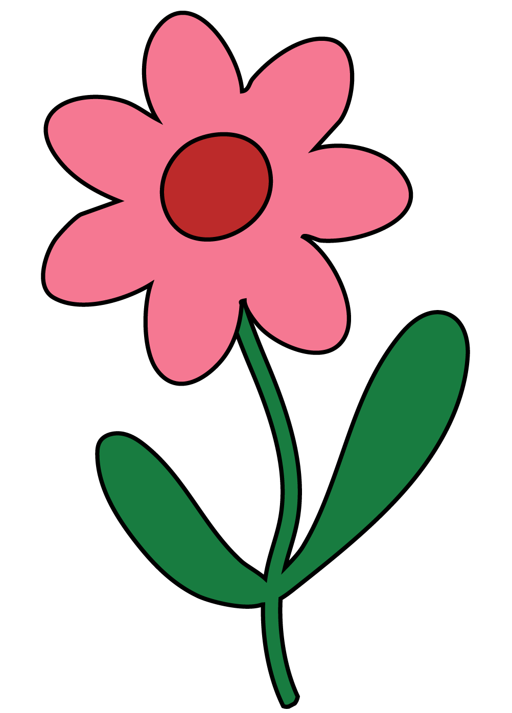 A simple drawing of a pink flower with a dark red center, green stem, and two green leaves symbolizing the Beat Generation ideal of making everything holy.