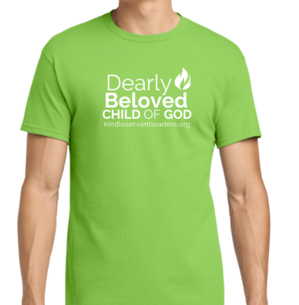 T-shirt (short-sleeved, lime green, Dearly Beloved Child of God)