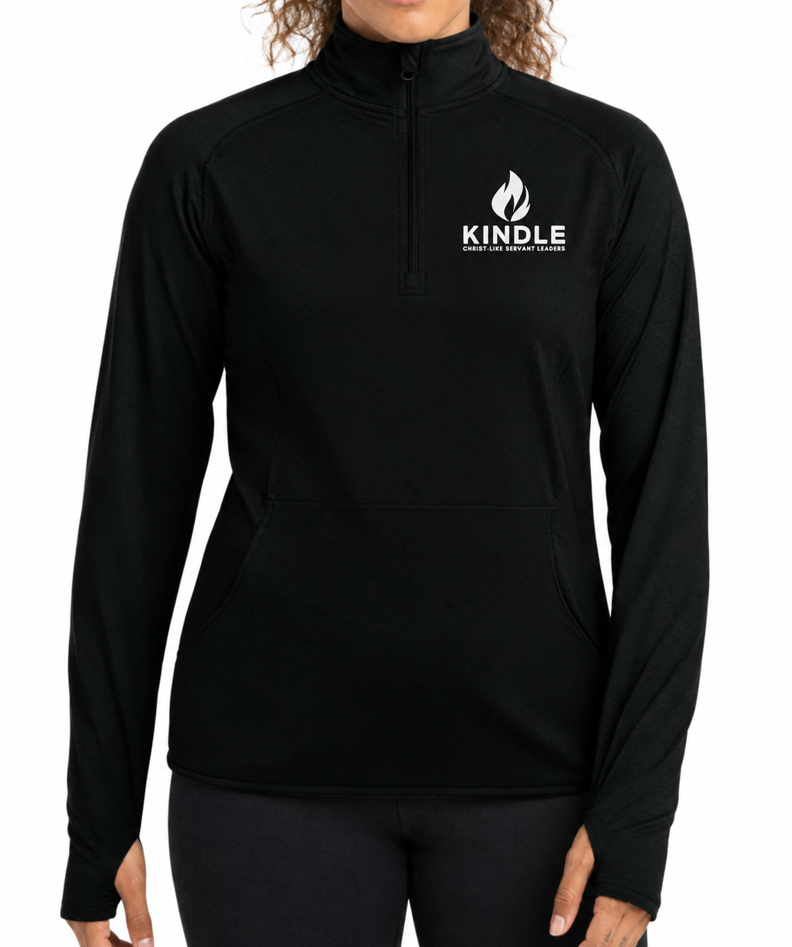 Quarter Zip Pullover (ladies, black, logo)