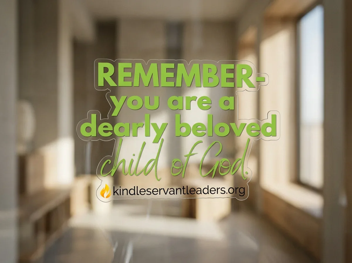 Sticker (3x3 clear diecut, green lettering, Dearly Beloved Child of God)
