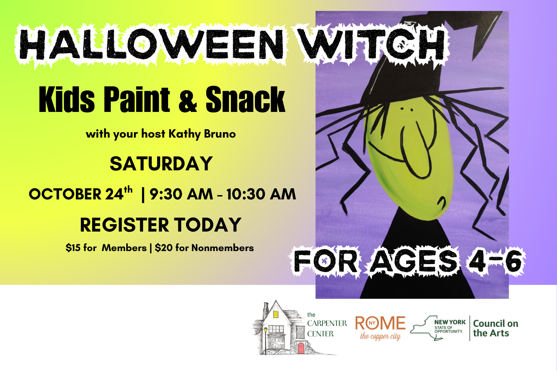 Halloween Witch Kids Paint &amp; Snack For Kids Ages 4-6