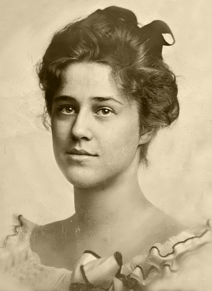 A sepia-tone portrait of Grace Carpenter