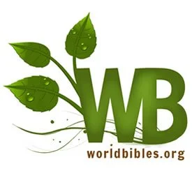 Green logo with large 'WB' letters, leaves attached, and the text 'worldbibles.org' underneath.