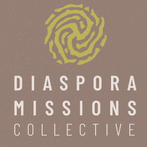 Logo featuring a stylized yellow spiral design above the text 'Diaspora Missions Collective' on a beige background.