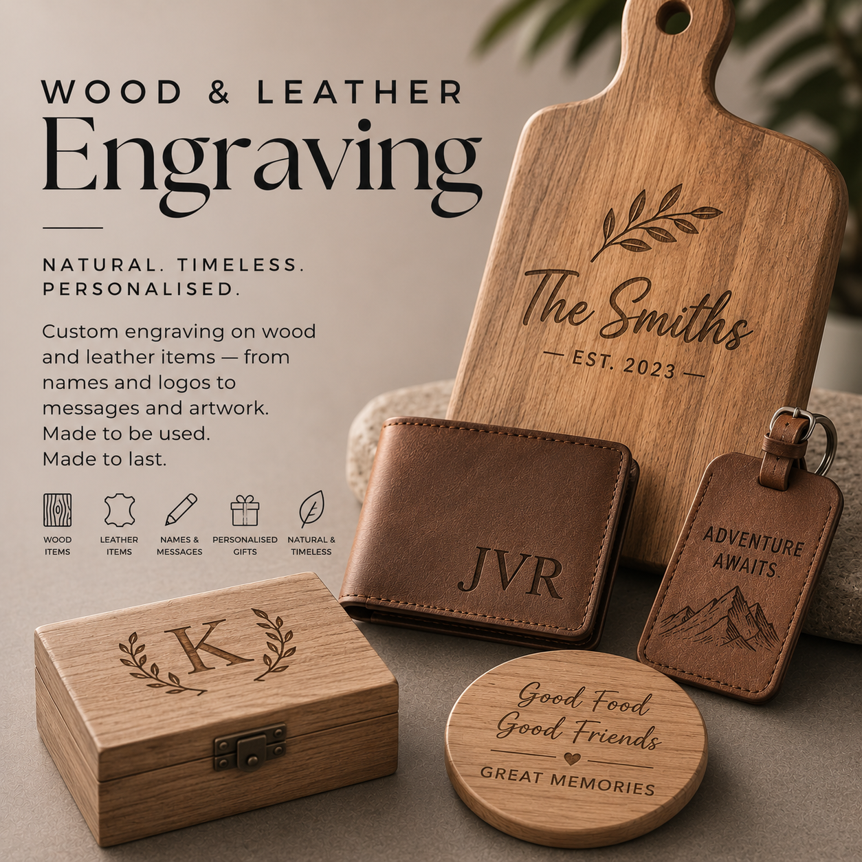 Wood & Leather Engraving
