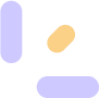 Abstract digital icon with purple and beige shapes on a dark background.