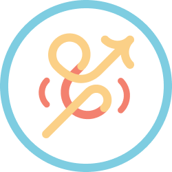 Symbol combining male and female signs with wiggly lines around them