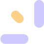 Abstract shapes in beige, purple, and black on a white background.