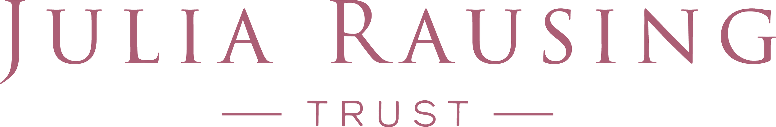 Juliar Rausing Trust logo in purple text on a white background.