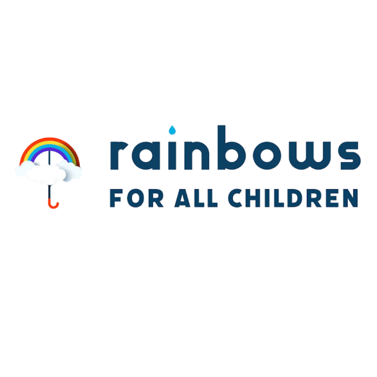 Rainbow with clouds logo for Rainbow for All Children organization.