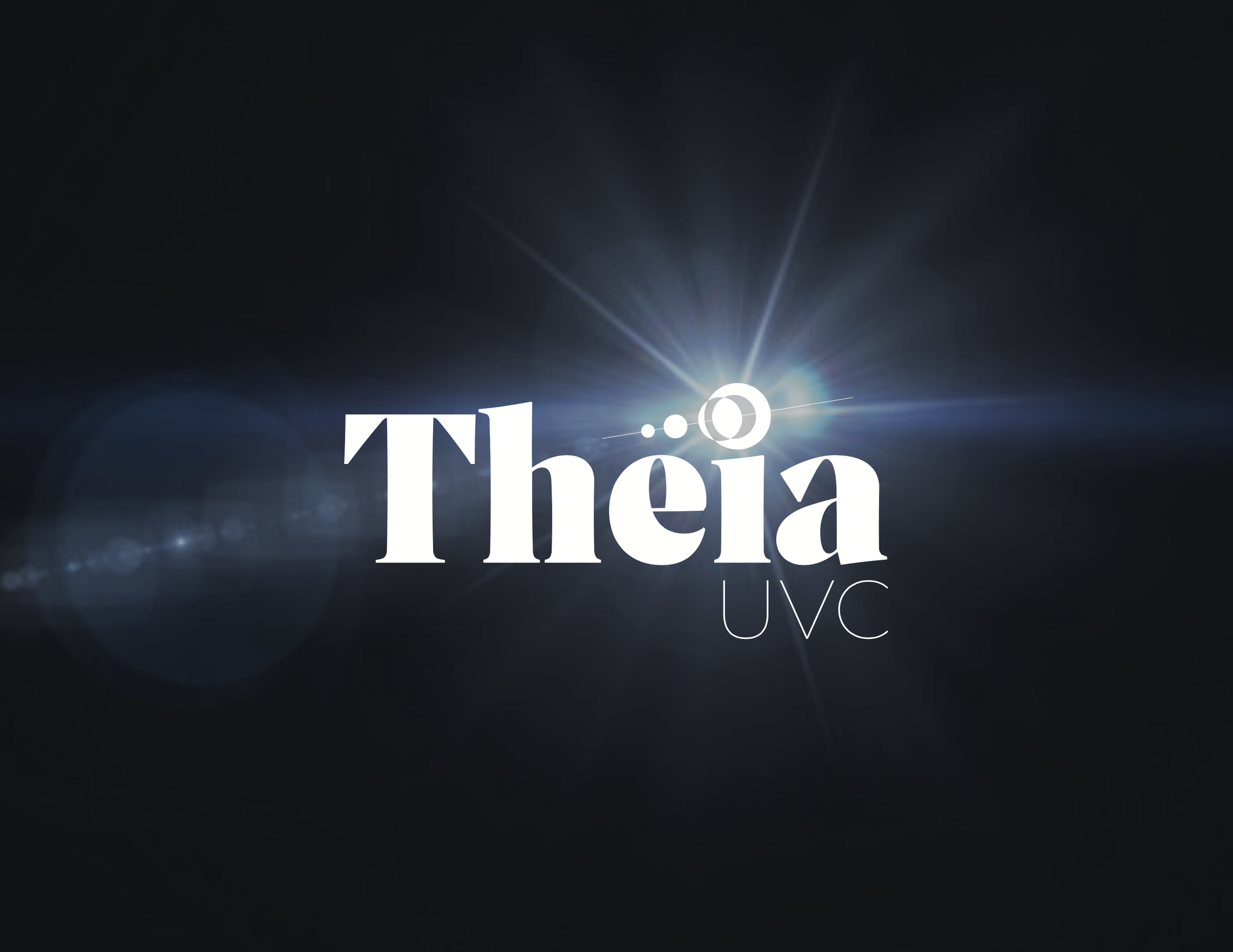 Logo of Théo UVG with a light flare and dark background.