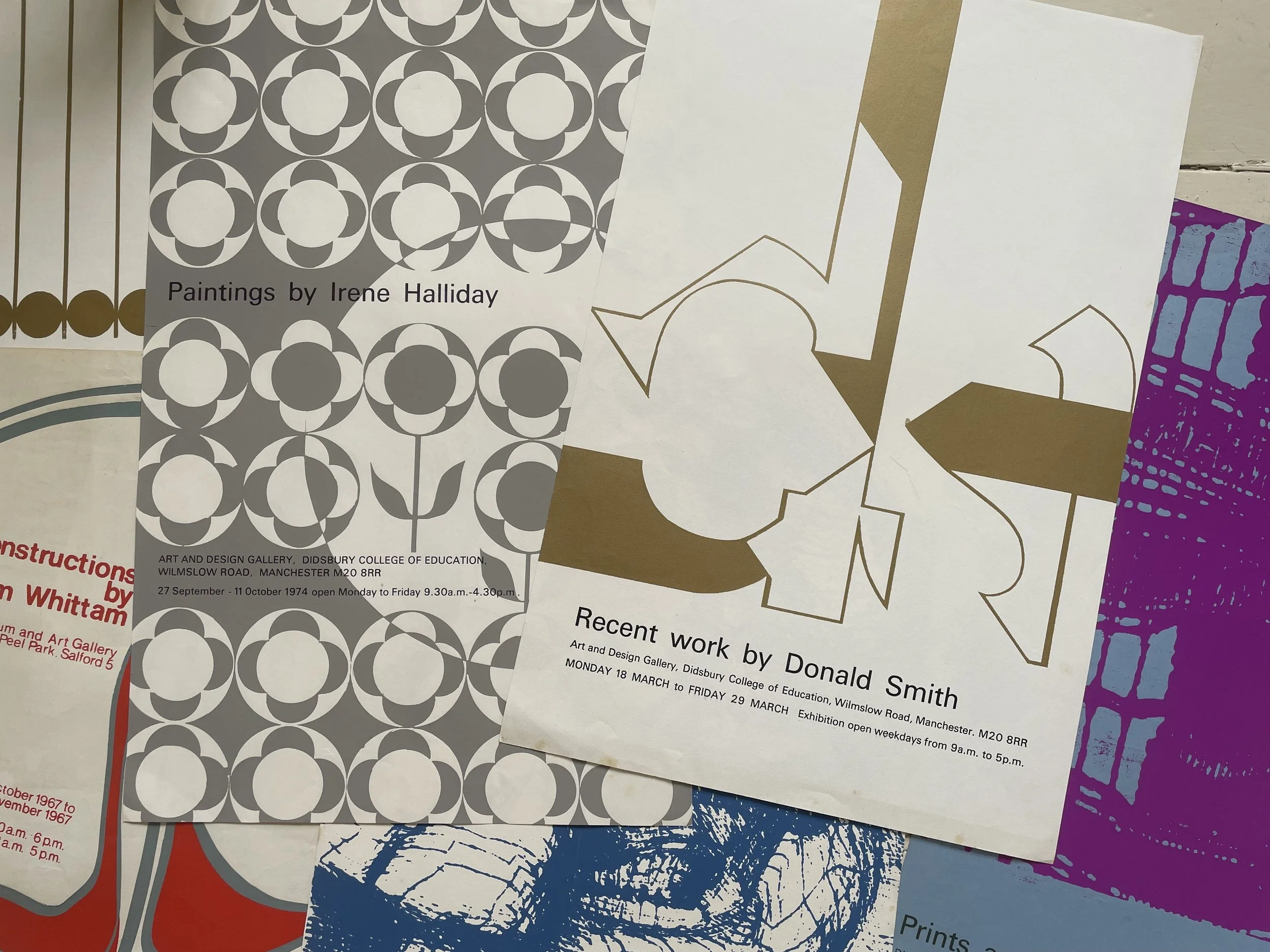 Donald Smith, Irene Halliday, Peter Saville & Malcolm Garrett - Archive of Constructivist Posters, Didsbury College, Manchester, c1975